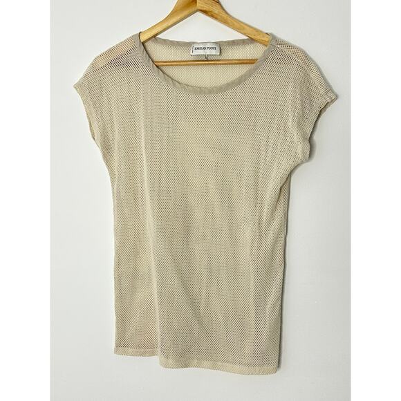 EMILIO PUCCI OPEN STRETCH NET SHEER TSHIRT WOMANS LARGE - Picture 1 of 11
